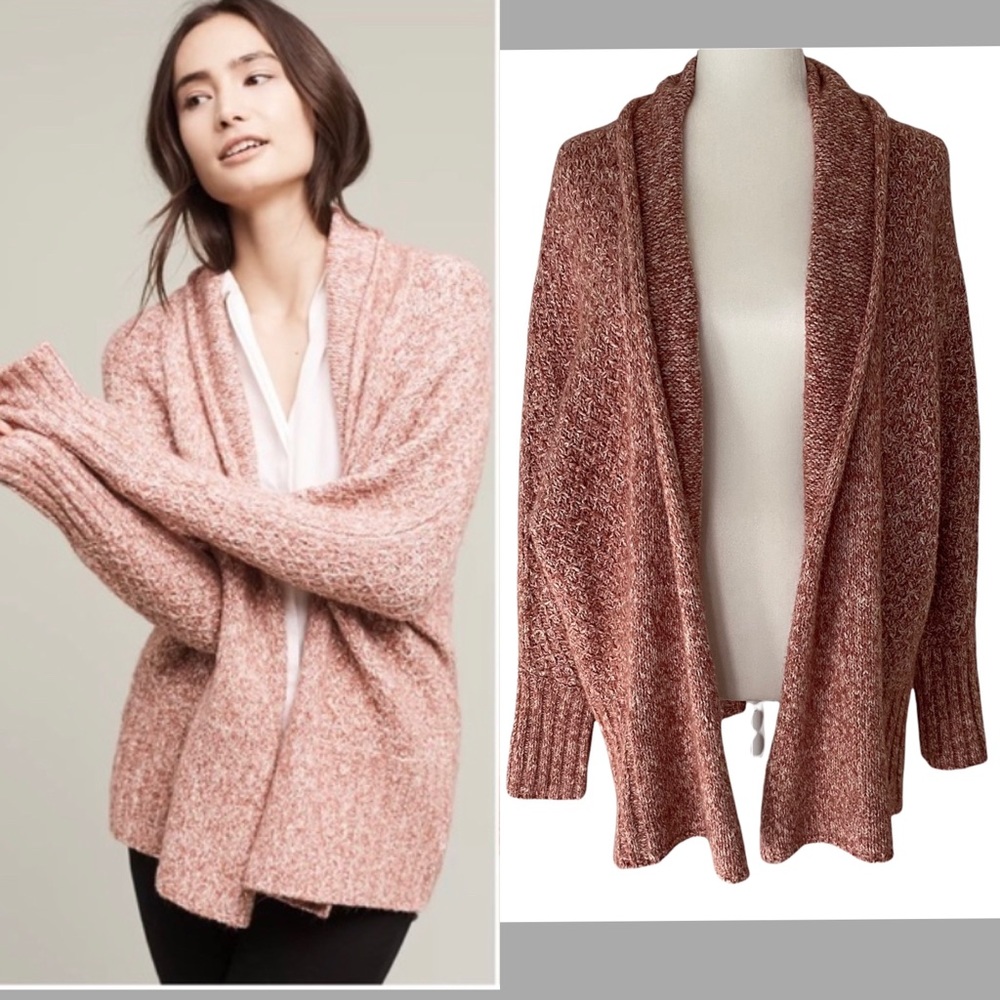 Thick cozy cardigan sweater, small, Anthropologie brand, runs big, pink